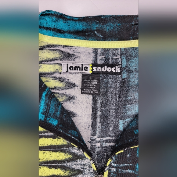 Jamie Sadock 1/4 Zip Short Sleeve 80's Pattern Golf Polo Shirt Top L - Picture 9 of 11